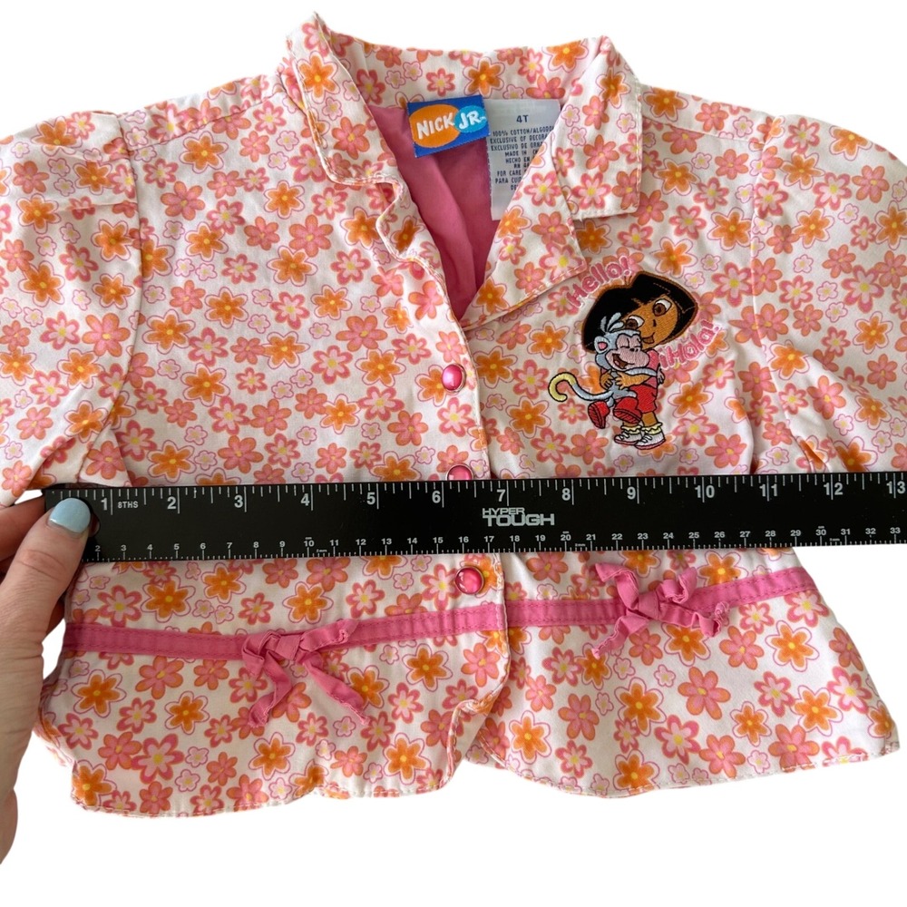 00s Y2K Dora The Explorer 4T Pink Floral Jacket Blazer Button Up Kid Core Rero - Picture 2 of 10